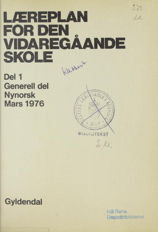 Skann 3 av R76 · Generell del · Nynorsk 1976