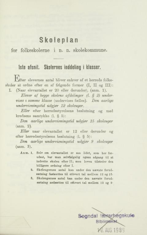 Skann 3 av Udkast til skoleplan for folkeskolene 1889