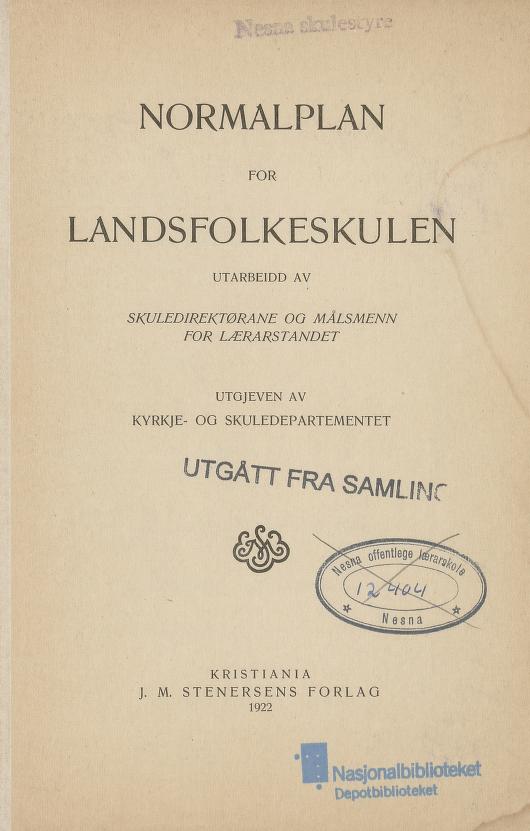 Skann 5 av Normalplanen 1922 · nynorsk landsplan