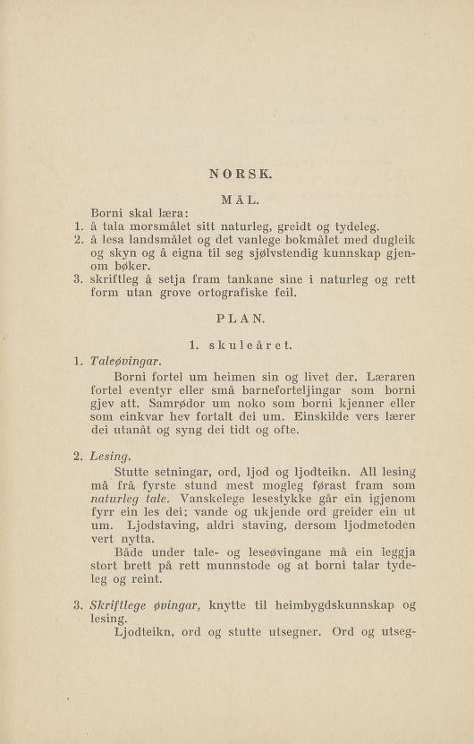 Skann 17 av Normalplanen 1922 · nynorsk landsplan