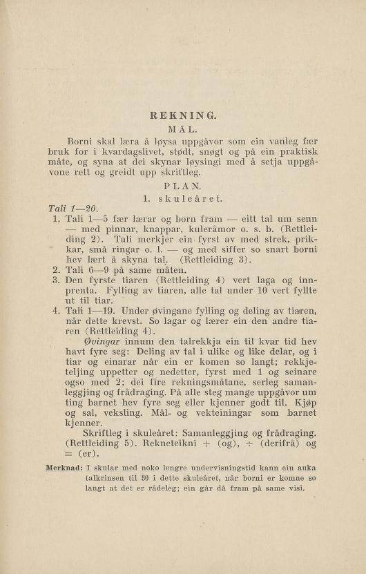 Skann 27 av Normalplanen 1922 · nynorsk landsplan