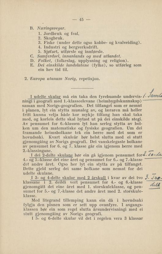 Skann 49 av Normalplanen 1922 · nynorsk landsplan