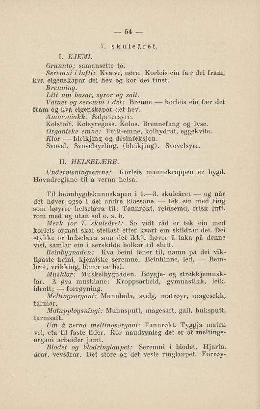 Skann 58 av Normalplanen 1922 · nynorsk landsplan