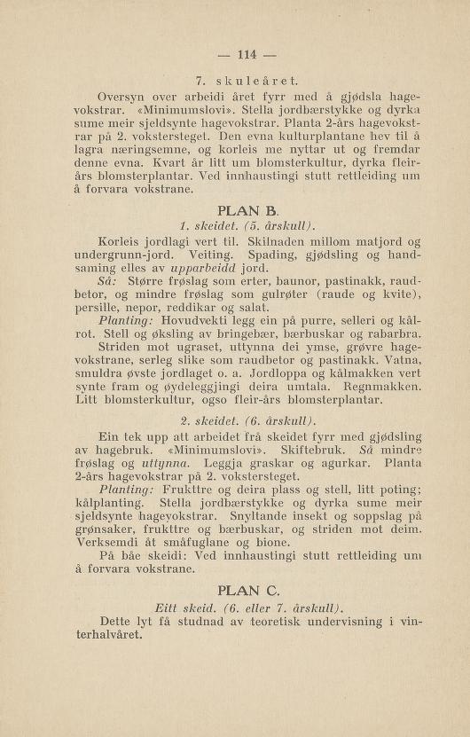 Skann 118 av Normalplanen 1922 · nynorsk landsplan