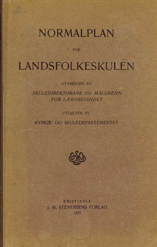 Skann 1 av Normalplanen 1922 · nynorsk landsplan