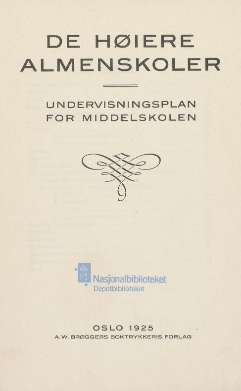 Skann 3 av Undervisningsplan for middelskolen 1925