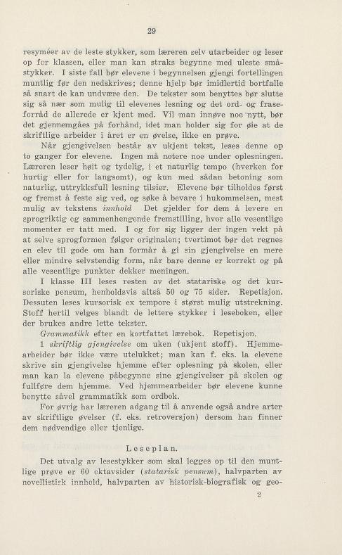Skann 35 av Undervisningsplan for middelskolen 1925