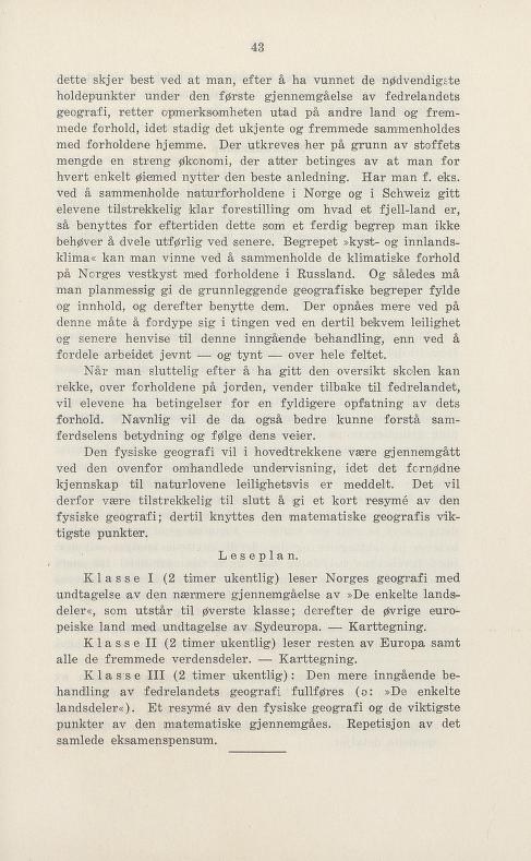 Skann 49 av Undervisningsplan for middelskolen 1925