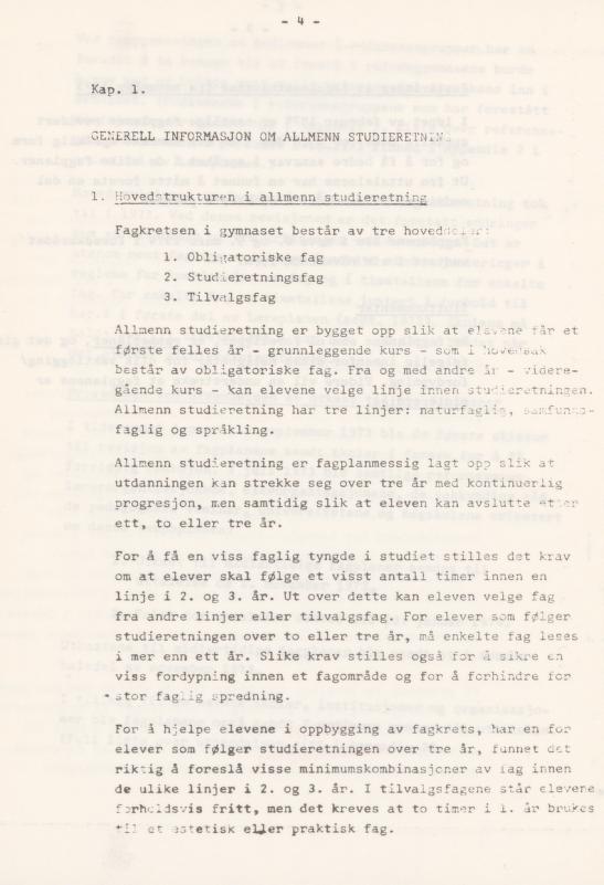 Skann 8 av Læreplan for gymnaset 1974 · del 3A allmenn studieretning
