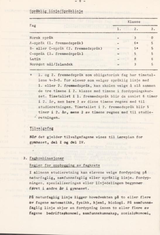 Skann 12 av Læreplan for gymnaset 1974 · del 3A allmenn studieretning