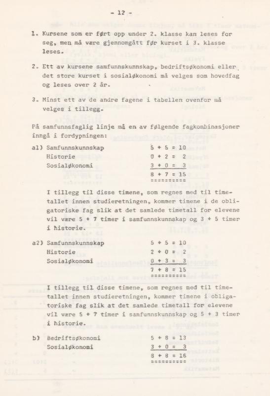 Skann 16 av Læreplan for gymnaset 1974 · del 3A allmenn studieretning