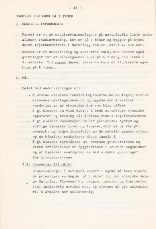 Skann 42 av Læreplan for gymnaset 1974 · del 3A allmenn studieretning
