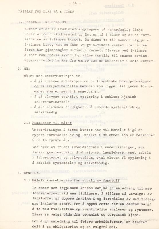 Skann 49 av Læreplan for gymnaset 1974 · del 3A allmenn studieretning