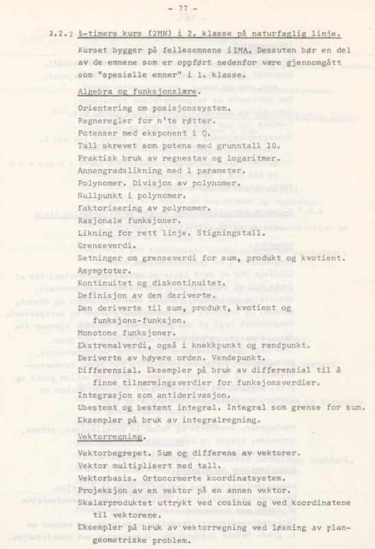 Skann 81 av Læreplan for gymnaset 1974 · del 3A allmenn studieretning