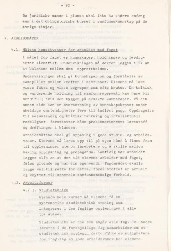 Skann 96 av Læreplan for gymnaset 1974 · del 3A allmenn studieretning