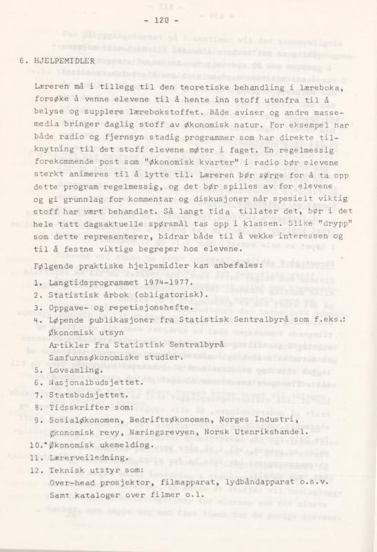 Skann 124 av Læreplan for gymnaset 1974 · del 3A allmenn studieretning