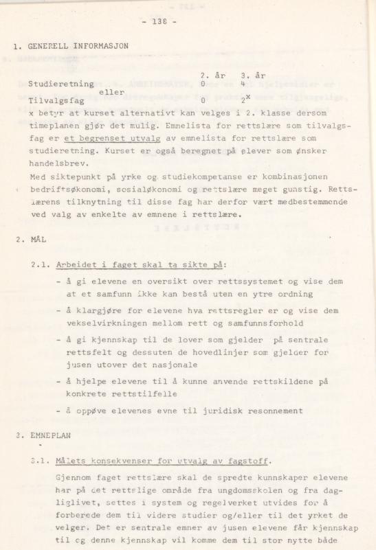 Skann 142 av Læreplan for gymnaset 1974 · del 3A allmenn studieretning