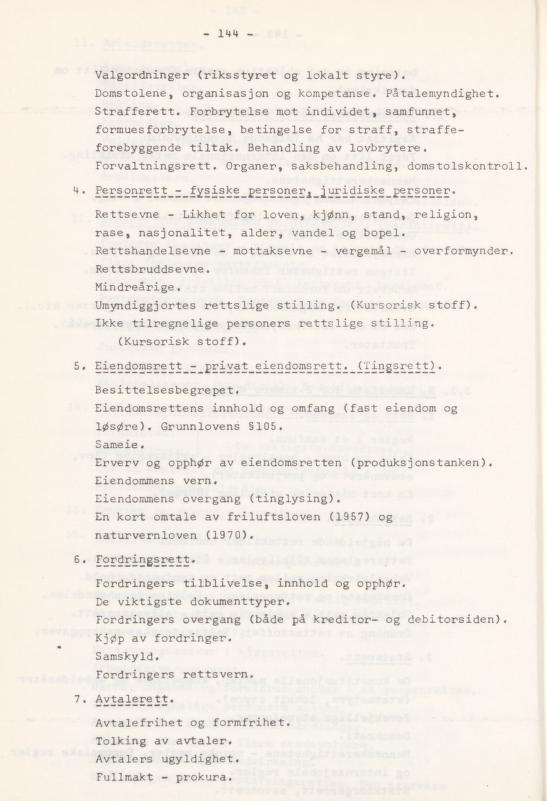 Skann 148 av Læreplan for gymnaset 1974 · del 3A allmenn studieretning