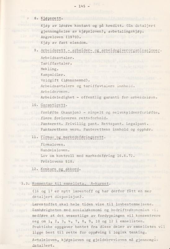Skann 149 av Læreplan for gymnaset 1974 · del 3A allmenn studieretning