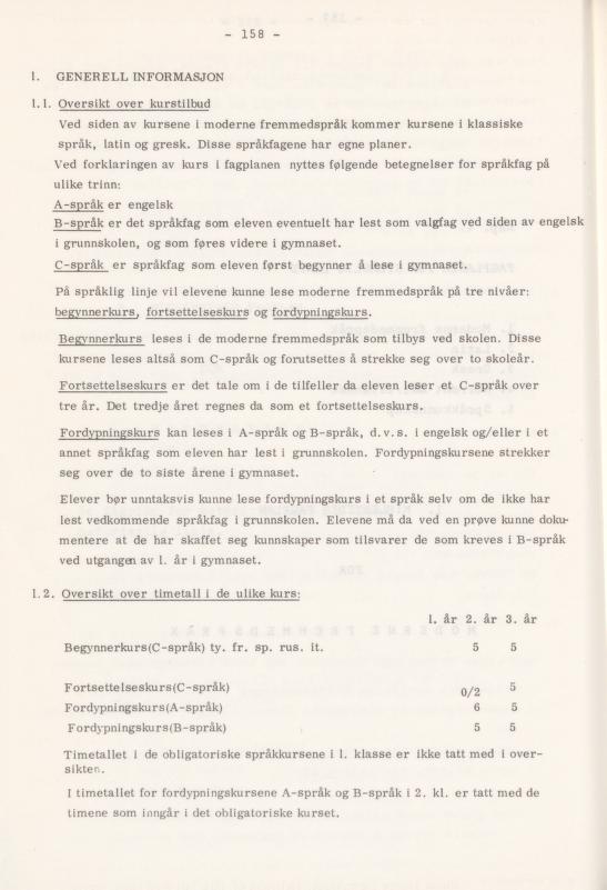 Skann 162 av Læreplan for gymnaset 1974 · del 3A allmenn studieretning