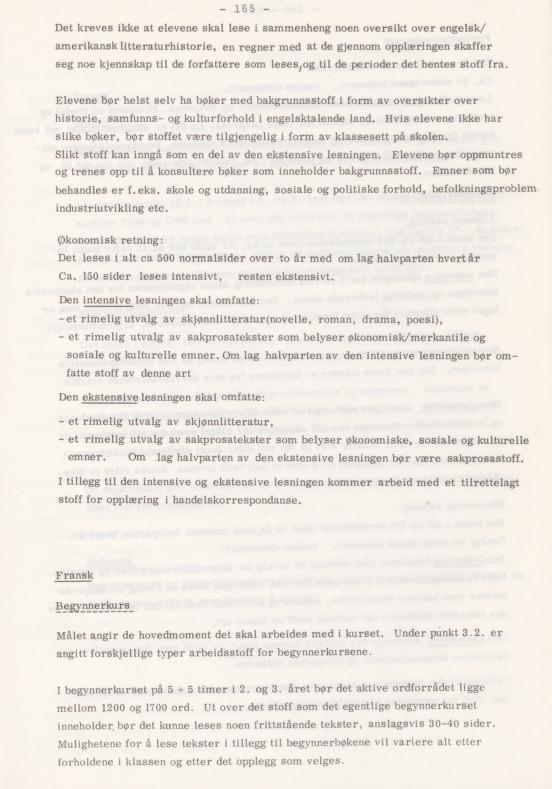 Skann 169 av Læreplan for gymnaset 1974 · del 3A allmenn studieretning