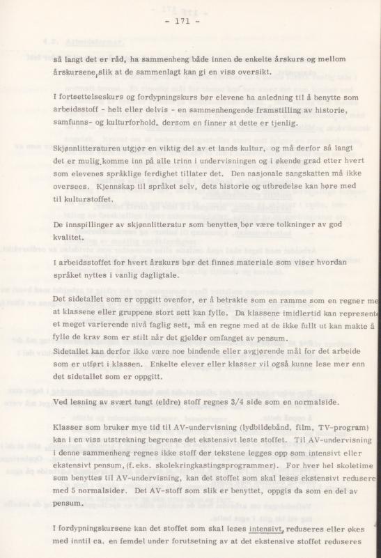 Skann 175 av Læreplan for gymnaset 1974 · del 3A allmenn studieretning