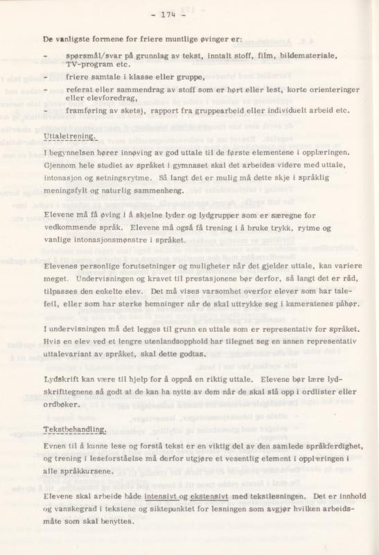 Skann 178 av Læreplan for gymnaset 1974 · del 3A allmenn studieretning