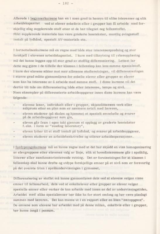 Skann 186 av Læreplan for gymnaset 1974 · del 3A allmenn studieretning