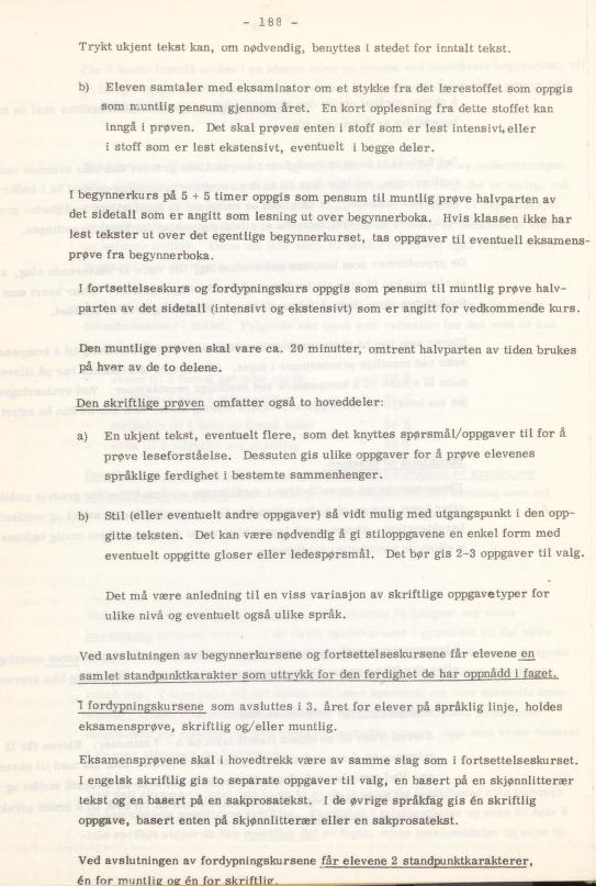Skann 192 av Læreplan for gymnaset 1974 · del 3A allmenn studieretning