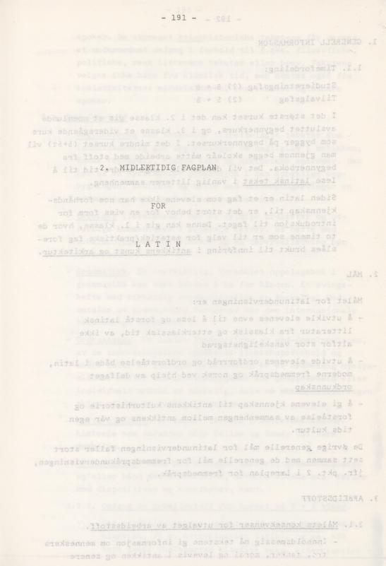 Skann 195 av Læreplan for gymnaset 1974 · del 3A allmenn studieretning