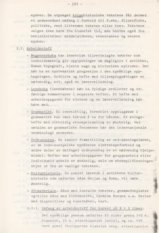 Skann 197 av Læreplan for gymnaset 1974 · del 3A allmenn studieretning