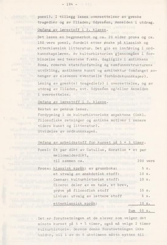 Skann 198 av Læreplan for gymnaset 1974 · del 3A allmenn studieretning