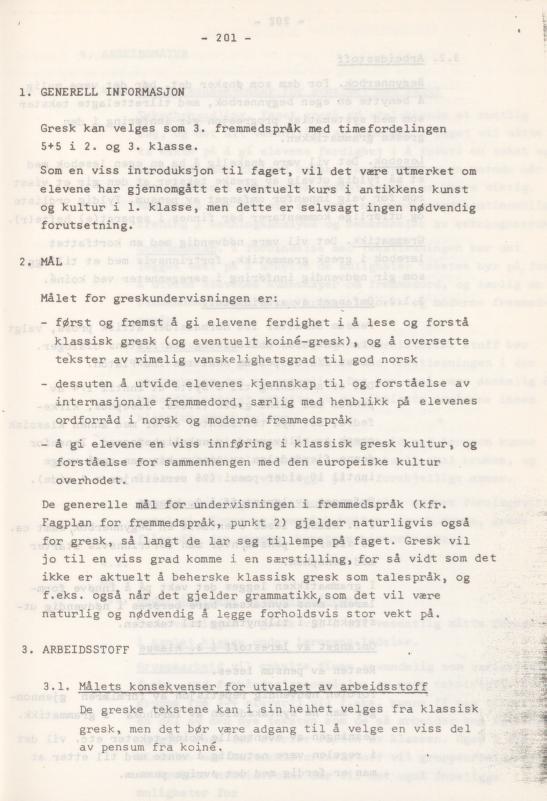Skann 205 av Læreplan for gymnaset 1974 · del 3A allmenn studieretning