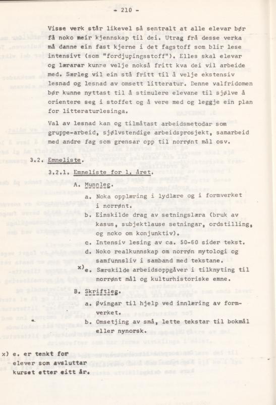 Skann 214 av Læreplan for gymnaset 1974 · del 3A allmenn studieretning