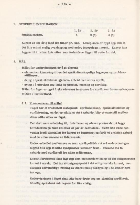 Skann 238 av Læreplan for gymnaset 1974 · del 3A allmenn studieretning