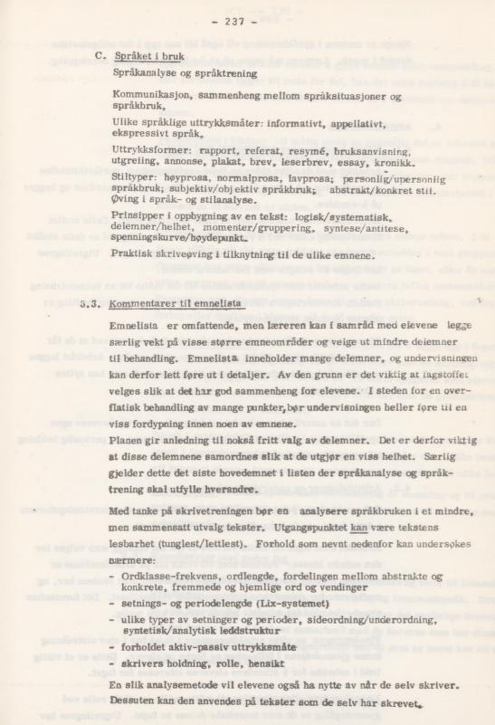 Skann 241 av Læreplan for gymnaset 1974 · del 3A allmenn studieretning